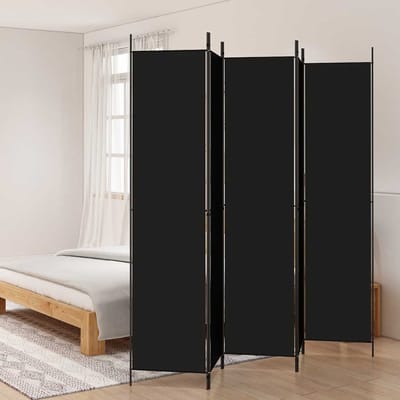 vidaXL - Kamerscherm - met - 5 - panelen - 250x220 - cm - stof - zwart