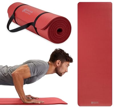 Dikke yogamat en fitnessmat met draagriem - 182 cm x 61 cm x 1,0 cm