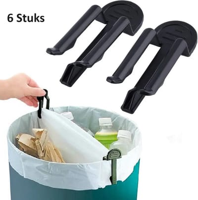 6 Stuks Vuilnisbak Clips I Vuilniszak Grip I Prullenbak Fixatie Clips Voor Vuilniszak I Vuilniszak Klem I Zwart
