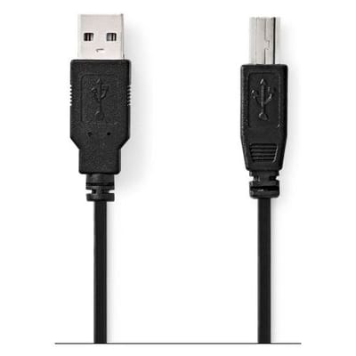 Nedis USB-Kabel - USB 2.0 - USB-A Male - USB-B Male - 480 Mbps - Vernikkeld - 3.00 m - Rond - PVC - Zwart - Doos