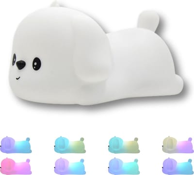 Honden Kinder RGB lampje - USB oplaadbaar - Kinderlampje - Nachtlamp Hond - Nachtlampje Baby - Slaaplampje - Touch Multi kleur - LED verlichting - Zacht Siliconen - USB oplaadbaar