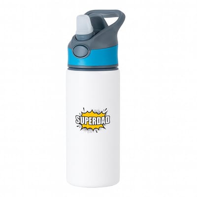 Hacebo® - superdad waterfles met rietje blauw - Papa - supervader - vader cadeautjes - vaderdag - verjaardagscadeau - verjaardag - cadeau - geschenk - kado - gift - vader artikelen - water fles - 650ML