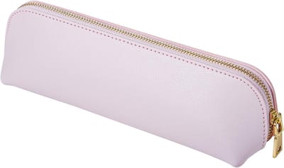 Meisjes etui - Jongens etui - Etui voor school - Leren etui - Slanke etui - Metalen etui met ritsvak - Perfect voor kantoor of middelbare school (lichtroze)