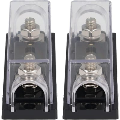 2 STUKS 200A 48V Zekeringhouders met 4 STUKS Klemmen 4 STUKS Krimpkousen voor Auto Audio Vrachtwagen RV gray