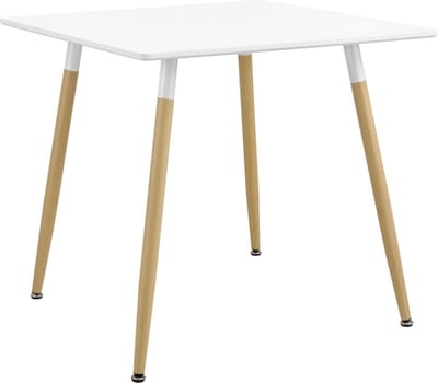 Eettafel vierkant MDF en staal 80x80x74 cm wit en hout