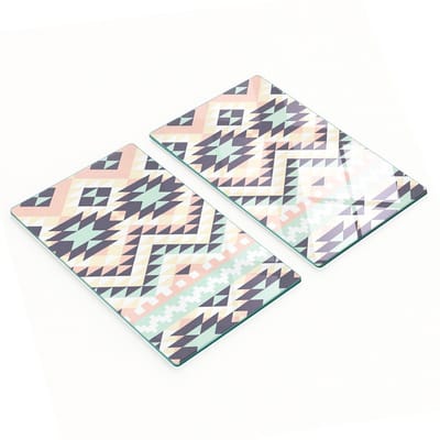Decoratieve glazen snij- en serveerplanken met etnisch patroon, 2x30x52 cm