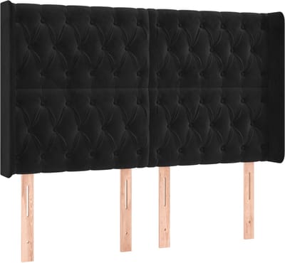 vidaXL - Hoofdbord - met - randen - 147x16x118/128 - cm - fluweel - zwart