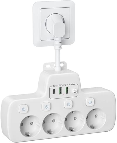 VELTRR® Stekkerdoos met USB - Verdeelstekker - Stopcontact Splitter - Wit