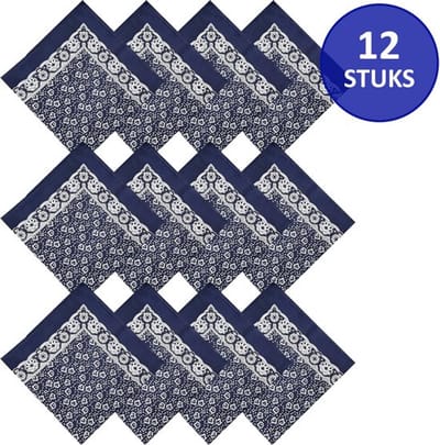 Zakdoeken - Heren - 12 zakdoeken - heren zakdoeken - Boerenzakdoek - 55 x 55 cm - Blauw - zakdoek