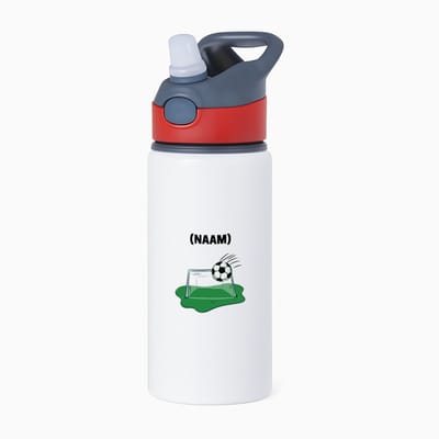 Hacebo® - Voetbal met eigen naam waterfles met rietje rood - Voetbal - Voetballer - Sport - water fles - 650ML