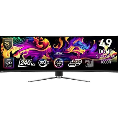 MSI MPG 491CQPXDE Gaming monitor Energielabel G (A - G) 124.5 cm (49 inch) 5120 x 1440 Pixel 32:9 0.03 ms DisplayPort, HDMI OLED