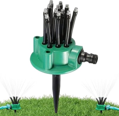 Gazonsproeier Verstelbaar - Tuin irrigatie - Gazon water geven - Anti-wiebel spikevoet - 10 x 10 x 11 cm - Groen