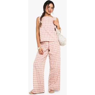 boohoo Dames Gingham geweven boxy Co-Ord | Stone | Maat: 6