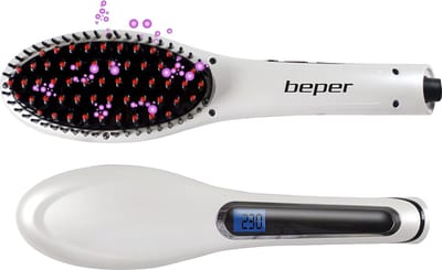 Beper 40.926 - Warmeluchtborstel met Ionentechnologie, LCD Display, Wit - Warmeluchtborstel - Elektrische Haarborstel - Föhnborstel - Haardrogerborstel - Stylingborstel