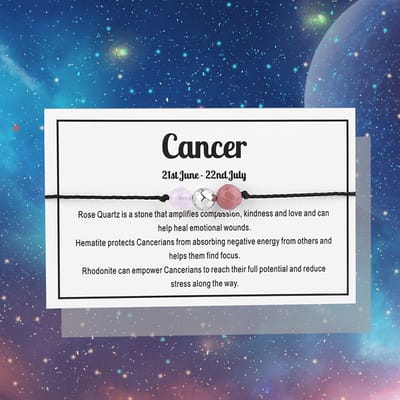 Bixorp Kreeft / Cancer Sterrenbeeld Armband - Cadeau Armbandje met Edelstenen Kralen - Rozenkwarts, Hematiet & Rhodoniet