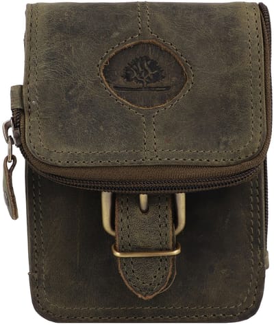 Greenburry Vintage Fanny pack Leer 13.5 cm - Unisex - olive