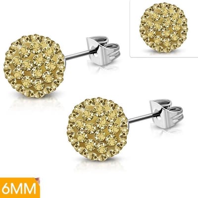 Aramat Jewels | Oorbellen | Shamballa Oorbellen Kristallen 8mm Diverse Kleuren - Luxe Oorstekers | 6mm / Creme | | | | Kinderen, Volwassenen | Verkleurd niet