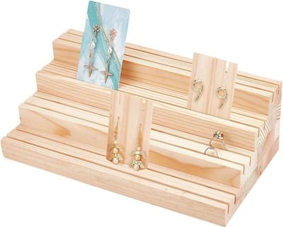 Sieradenhouder met 4 niveaus voor oorbellen, ringen en kaarten, ideaal voor het organiseren van accessoires en foto's