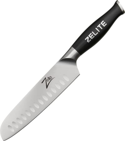 Zelite Santoku Koksmes, 17,8 cm Profi-mes van Duits roestvrij staal, Japans geïnspireerde scherpe messen voor keuken, Scherp koksmes voor thuis & horeca, Keukenmes extreem scherp