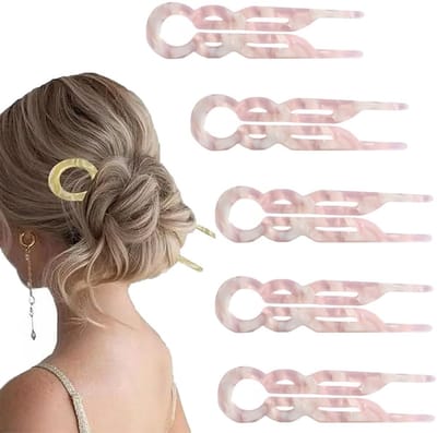 5 Stuks haarspeldjes - Vis haarspeldjes - Magische haarspeldjes - U-vormige haarspeldjes - Knothouders - Elegante haarspeldjes voor dames - Franse haarspeldjes - Geschikt voor dagelijks gebruik, Valentijnsdag, bruiloften, gala's - Roze