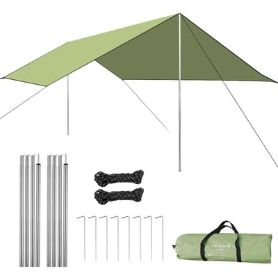 Auvent de Camping, Protection UV, bâche contre la pluie et les mouches, abri pare-soleil, couverture de pique-nique pour l'extérieur M 300x445cm vert