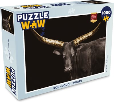 Puzzel Koe - Goud - Zwart - Legpuzzel - Puzzel 1000 stukjes volwassenen