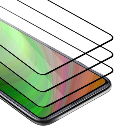 Cadorabo 3x Screenprotector geschikt voor Xiaomi POCO F2 PRO Volledig scherm pantserfolie Beschermfolie in TRANSPARANT met ZWART - Getemperd (Tempered) Display beschermend glas in 9H hardheid met 3D Touch