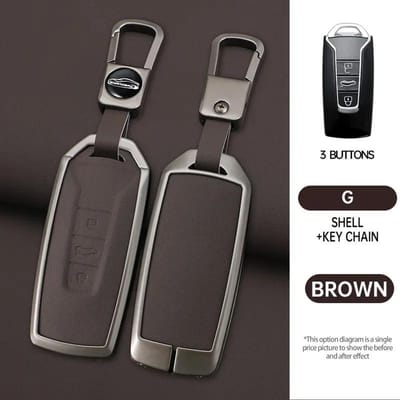 Housse de boîtier de clé de voiture élégante en alliage pour Vw Volkswagen Touareg - Actuel 3 Boutons Coque de télécommande automatique Accessoires de protection Porte-clés