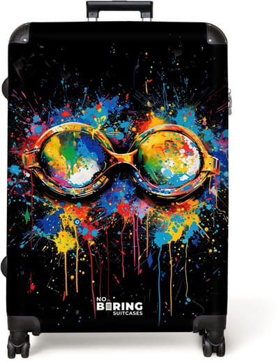 NoBoringSuitcases.com® - Koffer groot - Reiskoffer lichtgewicht - Zwembril met graffiti - Rolkoffer met 4 wielen - Grote trolley XL - 98 liter bagage