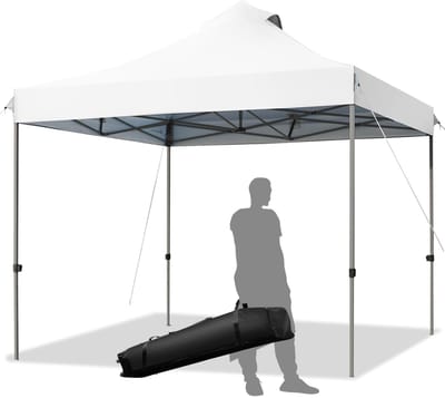 KOMFOTTEU Vouwpaviljoen, 3 x 3 m, paviljoen, waterdicht, stabiel, tuinpaviljoen, in hoogte verstelbaar met roldraagtas, partytent, tuintent, zonwering voor outdoor, feest, festival, markt