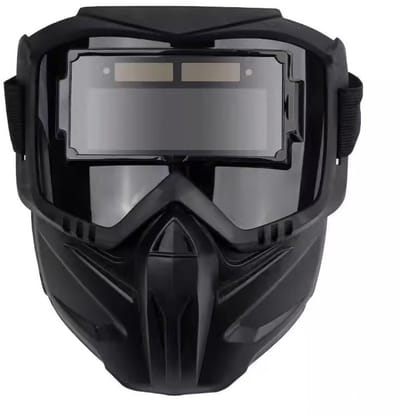 Beschermend gezichtsmasker in hoofdbandstijl, sterk licht, afneembaar en modulair, zwart.