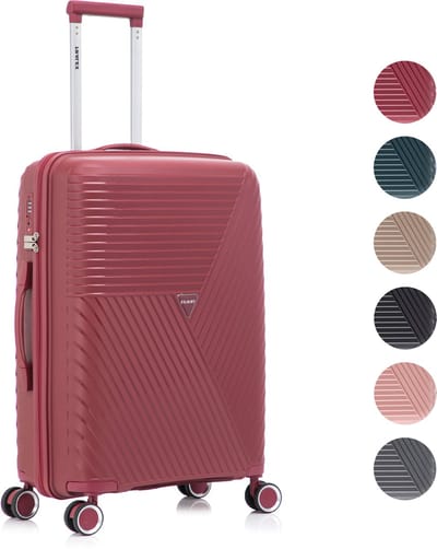 TRALEX - Voyager - Medium koffer - 67L - 66x44x26cm - Polypropyleen - Harde schaal - TSA-slot - Lichtgewicht - Flexibel - Duurzaam - Stille (rubberen) wielen - Dubbele Spinner-wielen - Wine Red