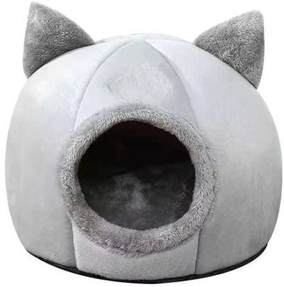 kattenhuisjes binnen - kattenhuis - Kattenhok - kattenmand - Modern kattenhuis met oortjes en een zacht kussen - M - 33 cm