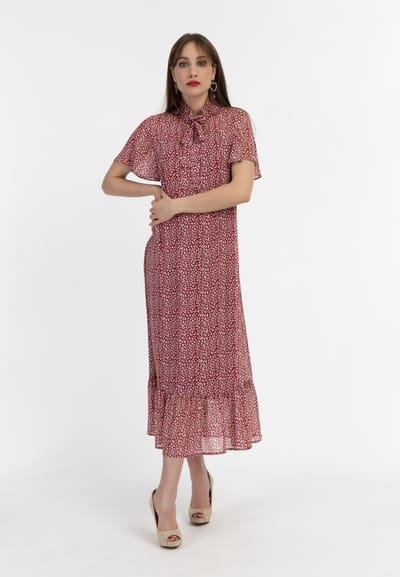 Faina Midi-jurk van chiffon Dames rood wit