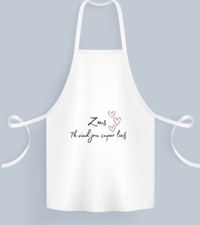 Akyol - zus ik vind jou super lief Keukenschort - Zus - de liefste zus - verjaardag - cadeautje voor zus - zus artikelen - kado - geschenk - 82 bij 71 cm