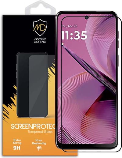 MobyDefend Screenprotector - Geschikt voor Motorola Moto G55 - Screensaver Met Zwarte Randen - Gehard Glas