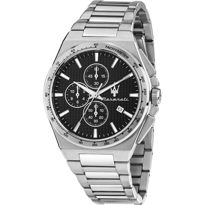 Maserati Velocita Chronographe Acier Inoxydable Cadran Noir Quartz R8873653004 100M Montre Homme noir
