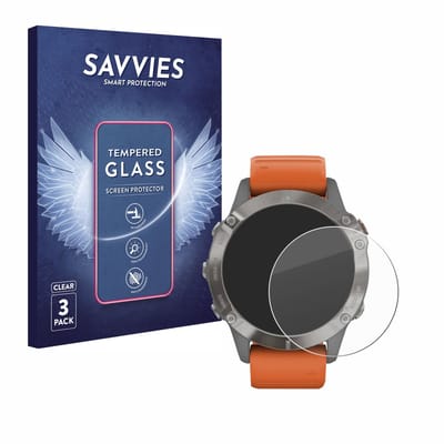 Savvies - Glas Screenprotector voor Garmin Fenix 6 Pro Solar - Gehard Beschermglas 9H 3 Stuks