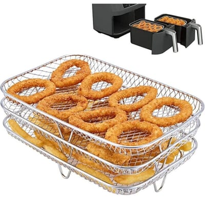 EXCITAT Airfryerrek - Airfryeraccessoire - Stapelbaar - 19 x 13 x 9 cm - Geschikt voor NINJA Foodi Dual Zone Airfryer
