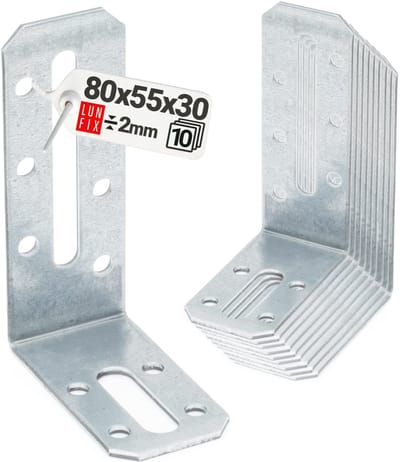 LUN FIX - Verstelbare hoekverbindingen - 10 stuks - Verstelhoek - Langgat 80x55x30x2 mm