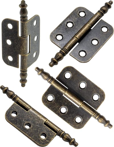 Oneay 10 antieke metalen scharnieren, 70 x 35 mm, bronskleurige ijzeren scharnieren, klassiek ontwerp voor kastdeuren, dressoirs, opbergdozen, retrostijl, landhuisstijl