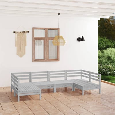 vidaXL - 6-delige - Loungeset - massief - grenenhout - wit
