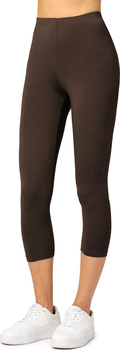 Merry Style MS-MS10-144-LE Dames Capri Leggings - Sport - Vrijetijdsbroek - 3/4 Lengte - Viscose - Sporbroek - Yogabroek - Bruin - XS