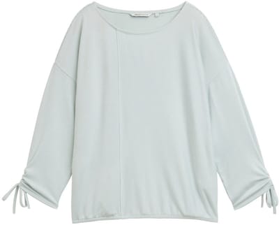 Tom Tailor Denim - Loose fit T-shirt met lange mouwen en gerimpelde mouwen - Maat XL - small mint white stripe