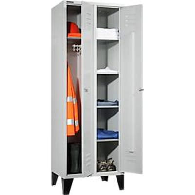 Schäfer Shop Select Kledinglocker, met 2 compartimenten, met poten, cilinderslot, lichtgrijs/lichtgrijs