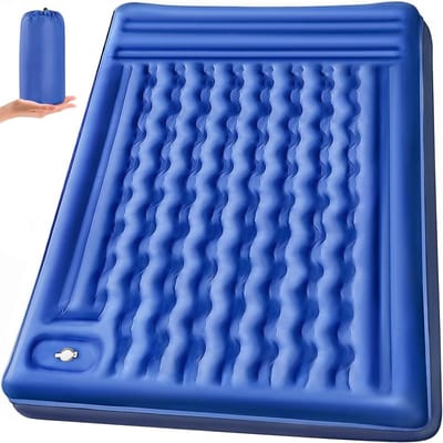 Slaapmat 2 persoons - Zelfopblazend door Ingebouwde Voetpomp - Slaapmatje - Camping Matras - Camping Bedje - Opvouwbaar Logeer Matras - Luchtbed - Luchtmatras - Blauw