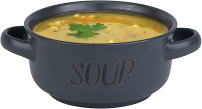 Cosy & Trendy soepkom van aardewerk - donkergrijs - Dia 13,5 cm - 470 ml - Servies - Soepkommen/Soepkommetjes