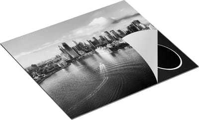 Chefcare Inductie Beschermer Sydney Stad bij de Haven - Zwart Wit - 60x55 cm - Afdekplaat Inductie - Kookplaat Beschermer - Inductie Mat