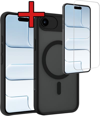 Hoesje - Met Screenprotector - Geschikt voor Apple iPhone Air - Magsafe Compatible - Sterk & Shockproof - Shock Proof Case - Back Cover - Telefoon Hoes - Telefoonhoes - Zwart