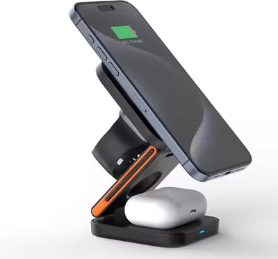 "3-in-1 Inklapbare Draadloze Oplader Stand -K211 Power Bank & Fast Wireless Charging voor iPhone, Samsung, Smartwatch en Oortjes | Trendproduct 2025" Cadeau-Nieuwjaar-Sinterklaas, Kerstcadeau, surprise, en Nieuwjaar 2025